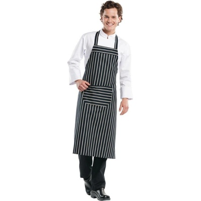 Gastrofans Zástěra s laclem Chaud Devant Remo 75 x 100 cm černo-bílá pruhovaná