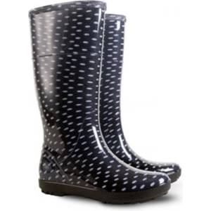 Demar hawai lady print 0076v / Дамски гумени ботуши на точки - черни 37 (0076v/37)