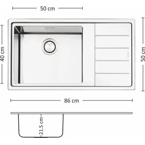 Leks MEGA BB 86.1 R/L TI Мивка за вграждане
