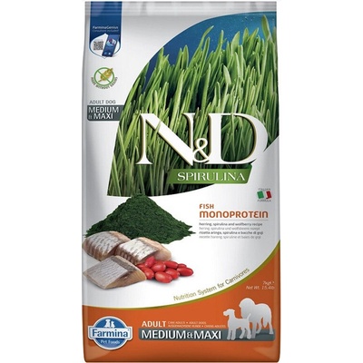 N&D Spirulina Dog Adult M/L Herring & Wolfberry 7 kg