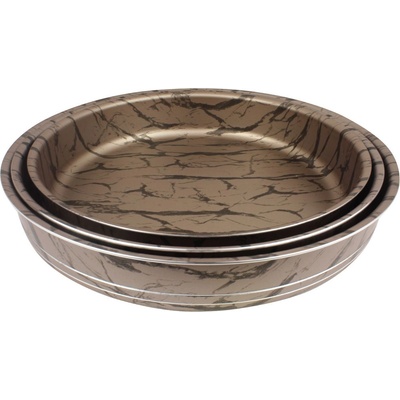 Elekom Кръгли тави комплект - 3 бр. ek-28-32-36, Незалепващо покритие, Кафяво черен мрамор (ek-28-32-36)