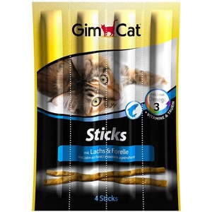 Gimborn GIMCAT Sticks кабанос колбаси със сьомга и пъстърва за котки, 4 броя