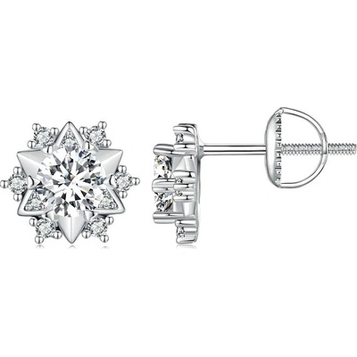 P&J Jewellery stříbrné moissanitové náušnice Floccus SME15