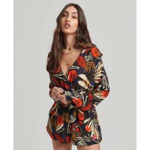 SUPERDRY Vintage Beach long sleeve romper - Black (I See You Print)