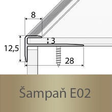 Profil Team Schodová hrana šampaň E02 1,2 m 3mm 28x12mm