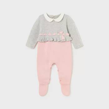 Image 1 of Mayoral Трикотажно двуцветно боди за бебе момиче Mayoral в сиво и бледо розово