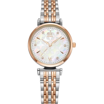 Shengke Дамски часовник SK Shengke Kite, Сребрист / Розово Злато (SK-K0136-SILVER-ROSEGOLD)