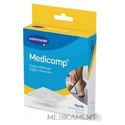 MEDICOMP kompresy z netkanej textílie sterilný 7,5 x 7,5 cm 10 ks