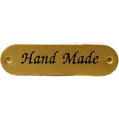 Pro Háčkování Hand Made, oválná koženková cedulka zlatá