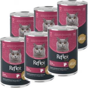 Lider Pet Food Reflex Plus Консерва с агнешко за израснали котки - хапки в желе 400гр, 6 бр комплект - Турция
