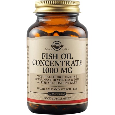 Solgar Fish Oil Concentrate, 1000 mg, 60 софтгел капсули, Solgar