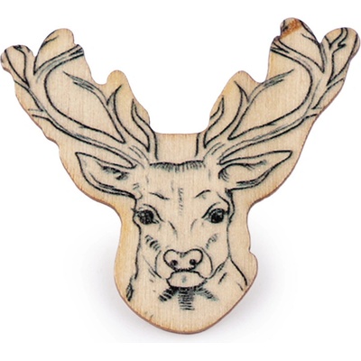 Stoklasa dřevěná brož 14 přírodní sv. jelen