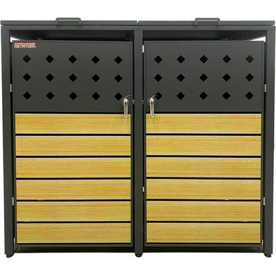 Scorpion elektro Přístřešek na 2 popelnice D01GW2 celokovový kryt antracit hnědý – Sleviste.cz