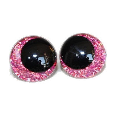 Oči bezpečnostní třpytivé šilhavé - 14mm, růžová