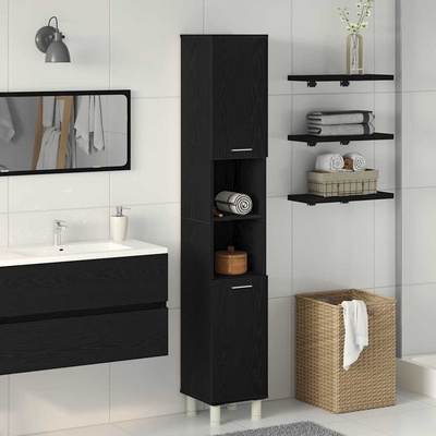 vidaXL Шкаф за баня с рафт Черния дъб 30 x 30 x 179 см Инженерно дърво (862513)