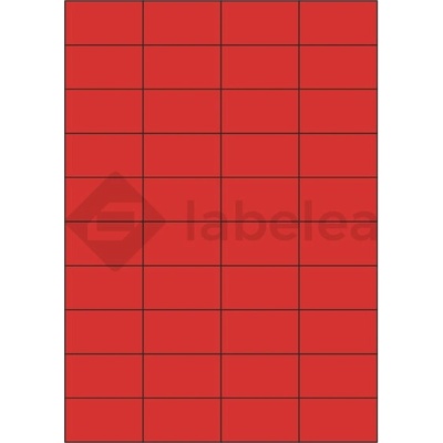 Labelea Samolepiace etikety 52,5x29,7 mm farebné papierové, na hárku A4, pre laserovú a atramentovú tlač, Farba etikiet Červená, Počet hárkov v balení 100 EPY052029PR040S