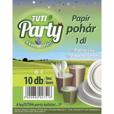 TUTI Хартиени чаши за еднократна употреба TUTI Party 1 dl, 10 броя/опаковка