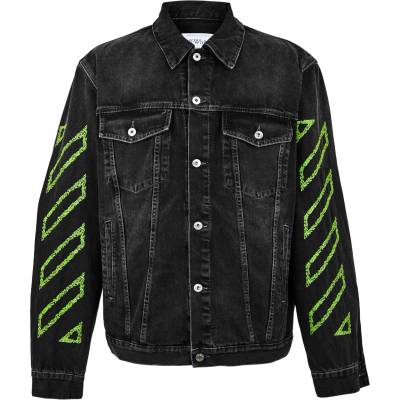OFF WHITE Яке OFF WHITE Men's Black Arrow Outline Cotton Long Sleeve Denim Jacket - Vintage Black