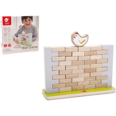 Teddies Skladačka tehlová múr drevo 44ks