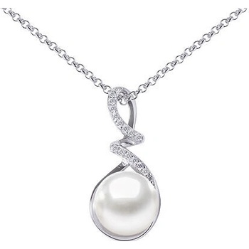SILVEGO Strieborná retiazka lena s príveskom s bielou perlou a brilliance zirconia GRP18454PW
