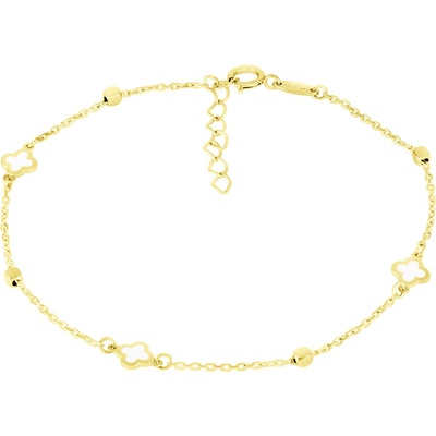 Gemmax Jewelry Zlatý náramek Čtyřlístky zdobené bílým enamelem GLBYN-20-02502