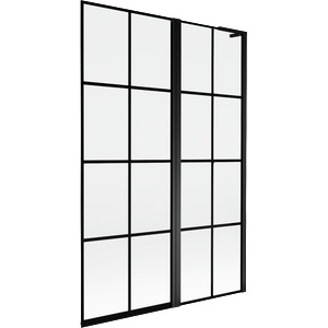 Mexen Mist L параван за вана с две крила, десен, 120 x 150 см, черна решетка, черен - 8A9L-120-011-70-77-P (8A9L-120-011-70-77-P)