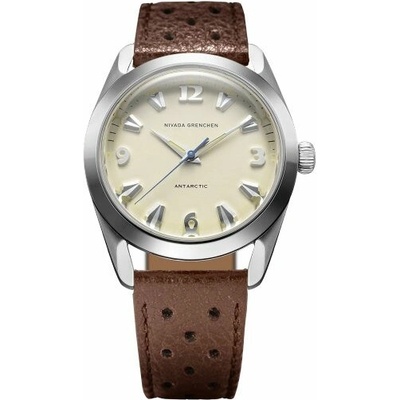 Nivada Grenchen Antarctic Eggshell Beige Luminova Brown Racing Strap