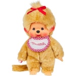 Monchhichi Мончичи момиче бежово с червена лигавник 20см