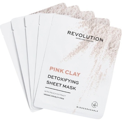 Revolution Skincare Pink Clay Лист маски за лице, 5 броя