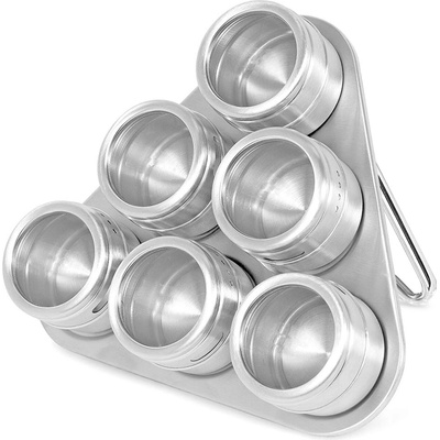 Royal Kitchen AG474A Magnetické kořenky 6 ks se stojanem 6,4 x 4,4 cm stříbrná