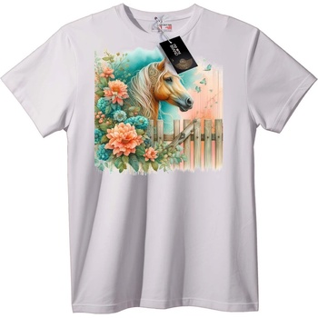 NOONEBRAND Тениска Цветен Кон Изкуство - 7XL, White
