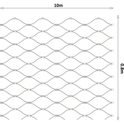 Lanková sieť, 0,8 x 10 m, oko 60 x 104 mm, ø 3 mm, AISI 316