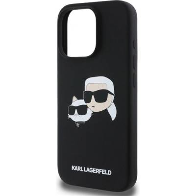 CG Mobile iPhone 16 Pro Max KARL LAGERFELD ТЕЧЕН СИЛИКОНОВ ДВОЙНИ ГЛАВИ MAGSAFE Силиконов удароустойчив протектор за телефон, MagSafe, ЧЕРЕН KLHMP16XSKCHPPLK (KLHMP16XSKCHPPLK)
