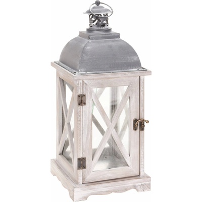 Svietnik drevo 41 cm biely mix lampáš dekorácia