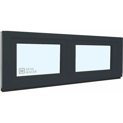 KÖMMERLING Plastové okno - 70 AD, 2100x600 mm, S/S, antracit čiré, antracit/bílá