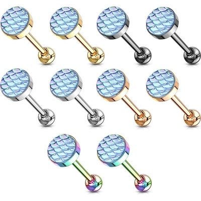 Šperky Eshop Piercing do jazyku z chirurgické oceli PVD W53.03 duhová