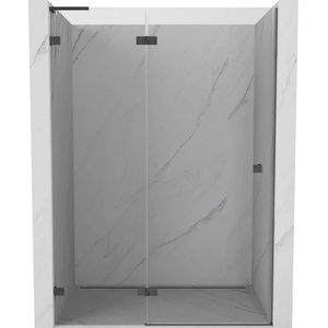 Mexen Lunar L лява душ кабина с врата 130 см, прозрачен, четкано сиво - 834L-130-000-66-00-L (834L-130-000-66-00-L)