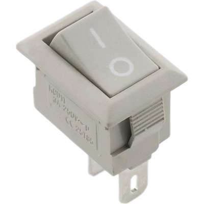 Kolébkový vypínač obdélníkový mini KCD11-101, šedý 250V/3A