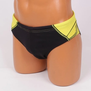 Image 1 of Черен мъжки бански-слип с жълто отстрани