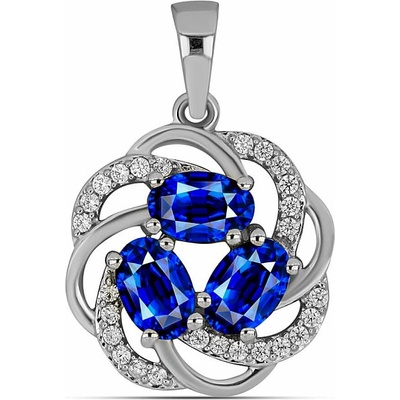 Nefertitis Přívěsek stříbrný s broušenými modrými safíry a zirkony 010902 SAF NF55447