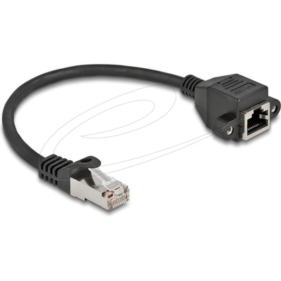 Delock Мрежов кабел удължителен S/FTP RJ45 мъжко към RJ45 женско, Cat. 6A, 25 cm, черен (DELOCK-86998)
