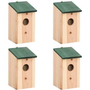 vidaXL Къщи за птици, 4 бр, дърво, 12x12x22 см (41012)