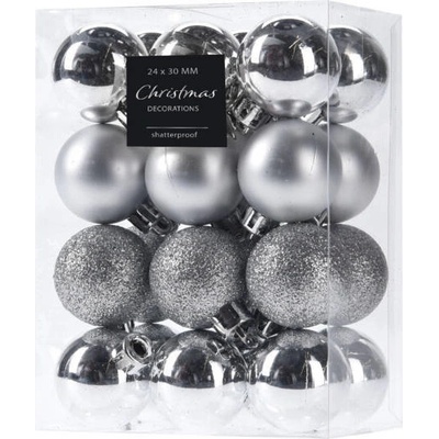 Home Styling Collection Vánoční koule O 3 cm 24 ks stříbrné