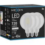 Mexen Vintis 3x LED крушка с нажежаема жичка E27, G125, 6W, Неутрална - 4000K, 720 lm, (L158-E27-0640-00x03)