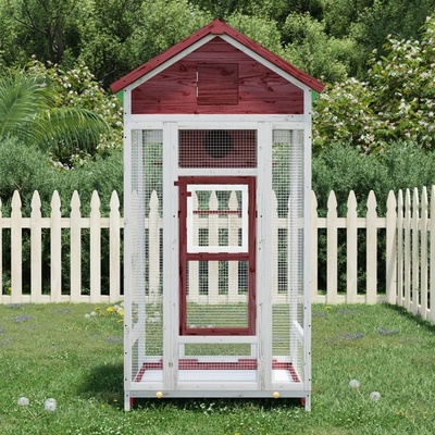 Vidaxl Ptačí voliéra masivní borové dřevo 91,5 x 53 x 170 cm