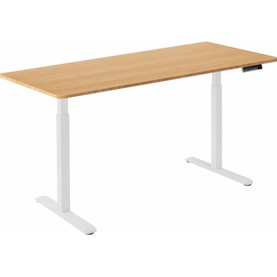 AlzaErgo Table ET2 biely + doska 160 × 80 cm bambusová zaoblená