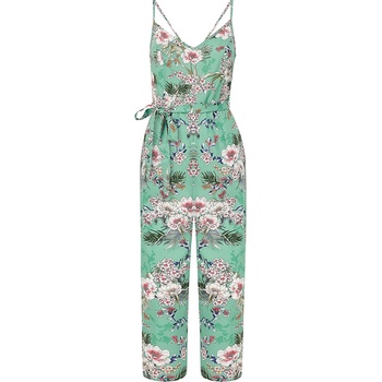Yumi Women's Sage Green Tropical Palm Print Jumpsuits - Sage Green