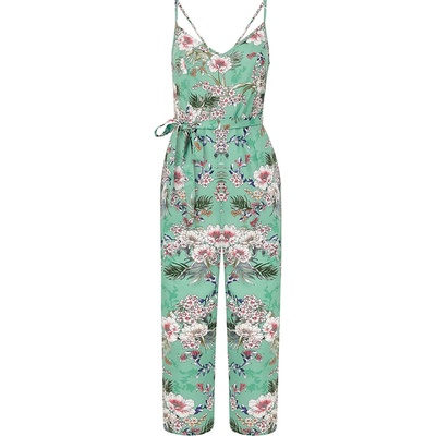 Yumi Women's Sage Green Tropical Palm Print Jumpsuits - Sage Green
