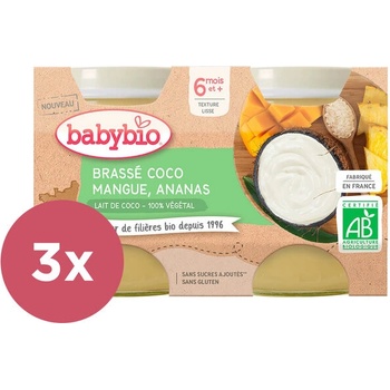 Babybio Brassé z kokosového mlieka mango ananás 3 x 2 x 130 g