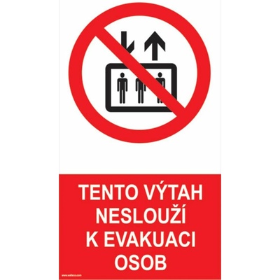 Walteco Tento výtah neslouží k evakuaci osob, 80x150mm, samolepka , 20010